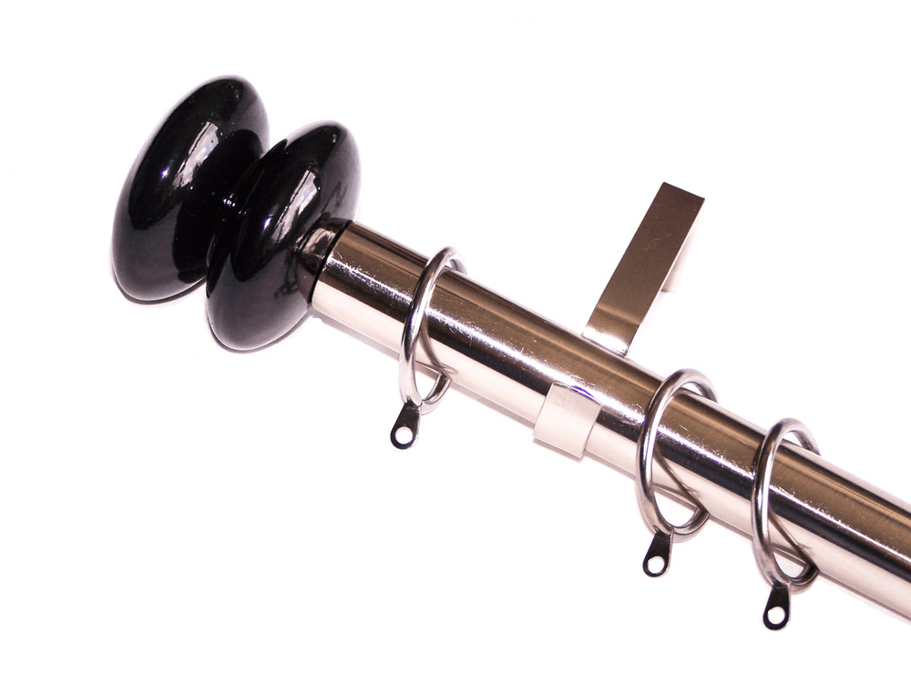 28mm Stainless Steel Curtain Pole Black Disc Finials
