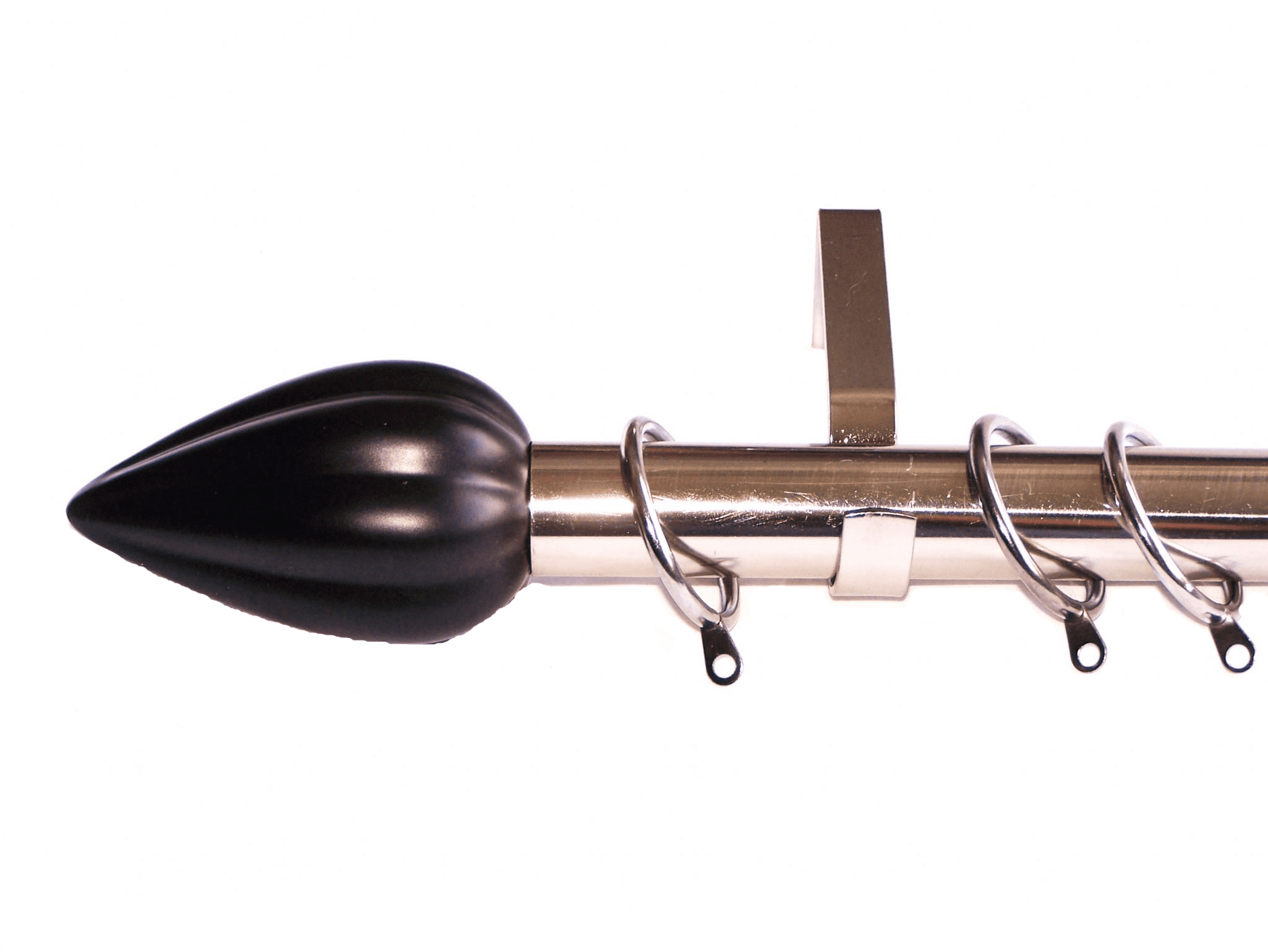 28mm Stainless Steel Curtain Pole Black Fluted Finials