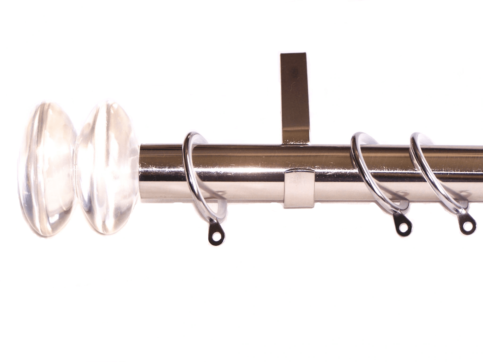 28mm Stainless Steel Curtain Pole Clear Disc Finials