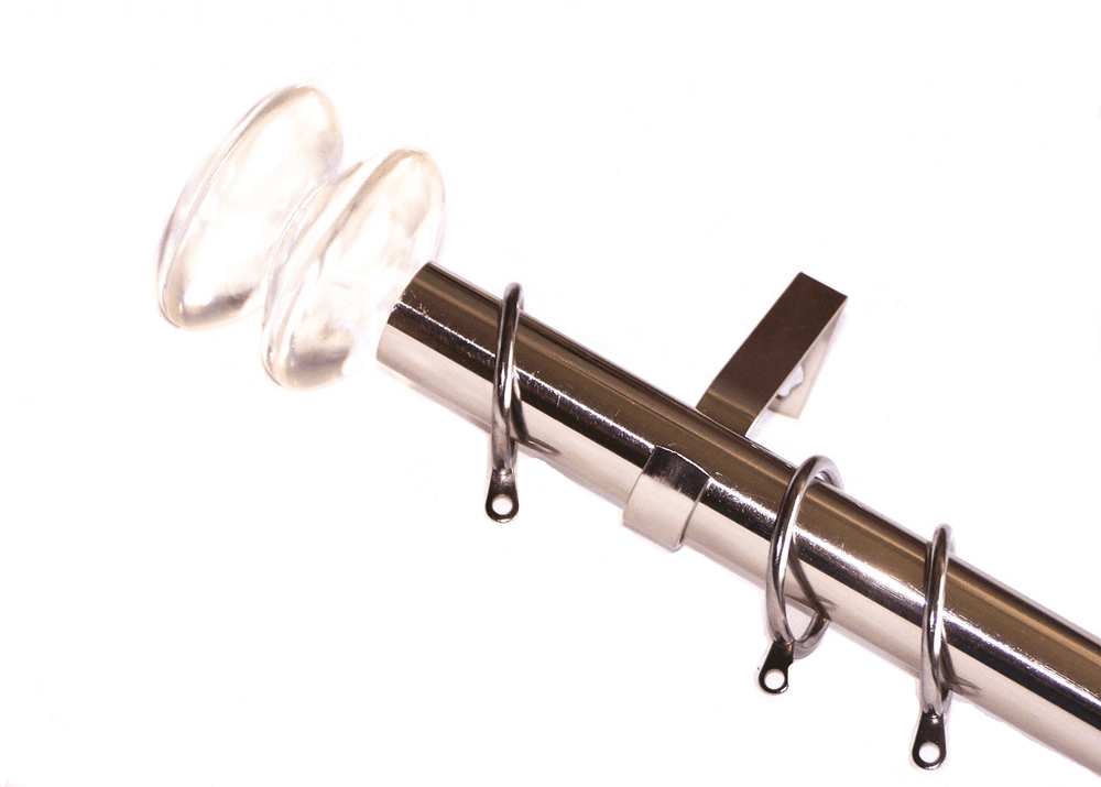 28mm Stainless Steel Curtain Pole Clear Disc Finials