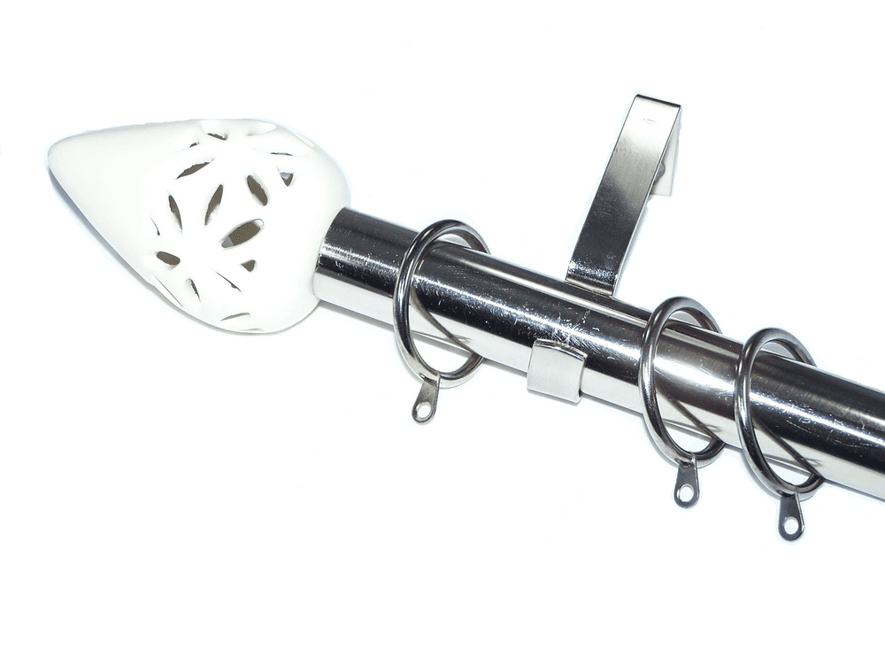 28mm Stainless Steel Curtain Pole Cream Pitted Finials