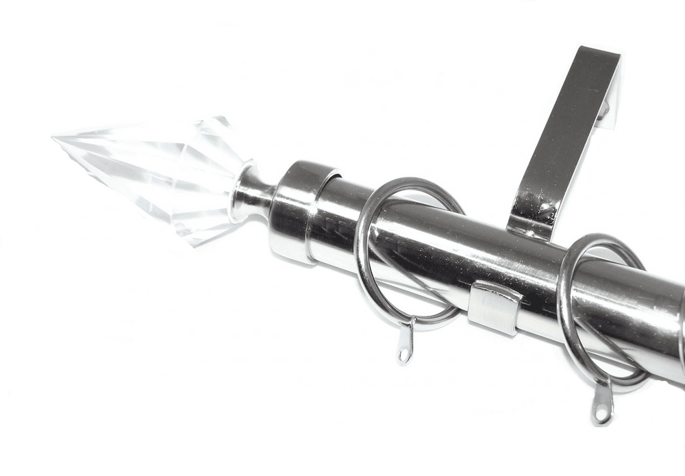 28mm Stainless Steel Curtain Pole Crystal Spear Finials