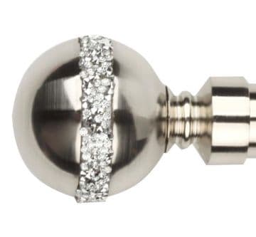 28mm Stainless Steel Diamante Stripe Ball Curtain Pole Finials