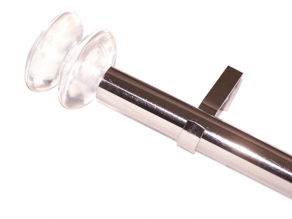 28mm Stainless Steel Eyelet Curtain Pole Clear Disc Finials