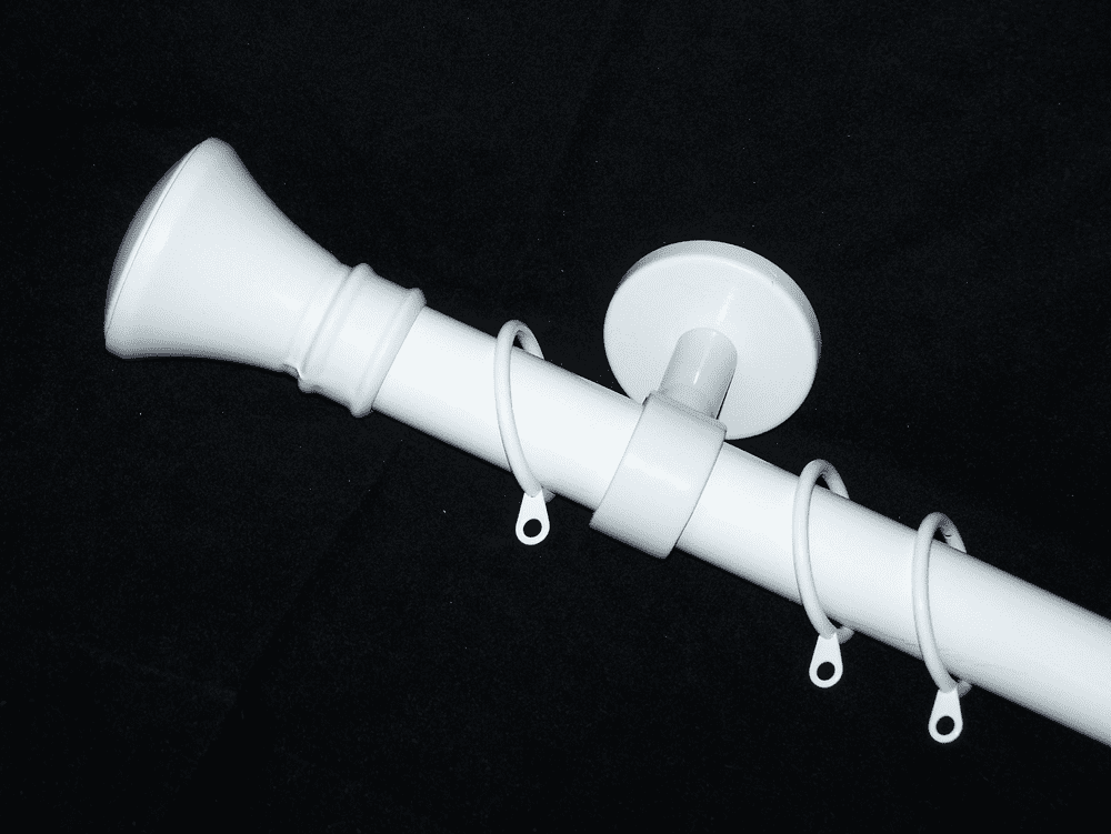 28mm White Ceiling Curtain Pole Hammerhead Finials