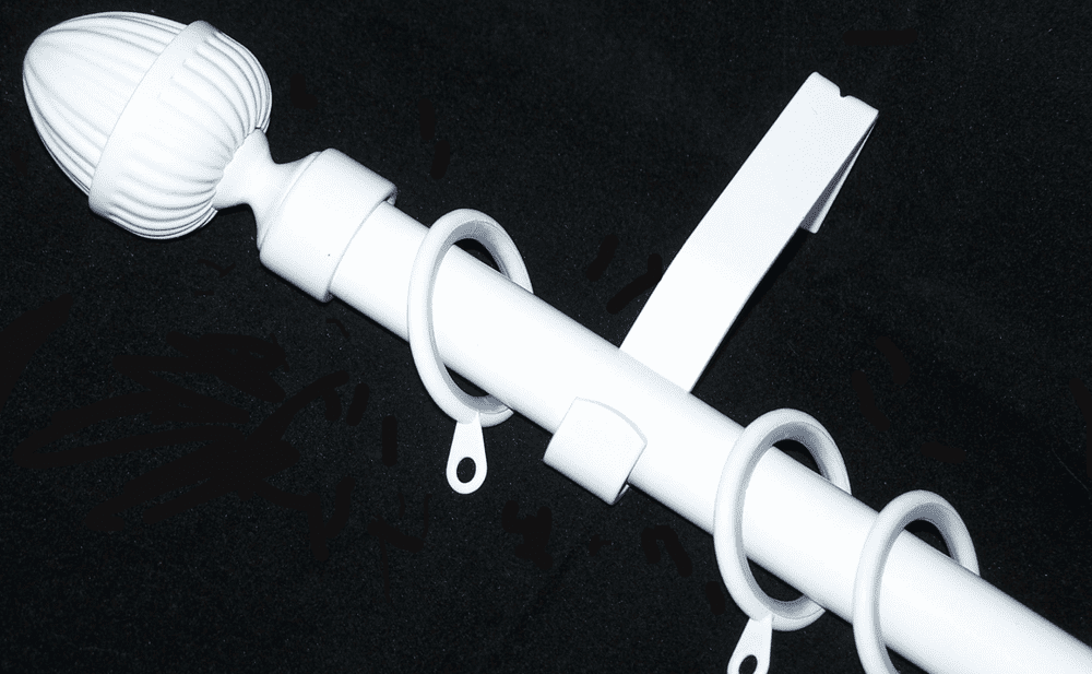 28mm White Curtain Pole Glider Rings Acorn Finials