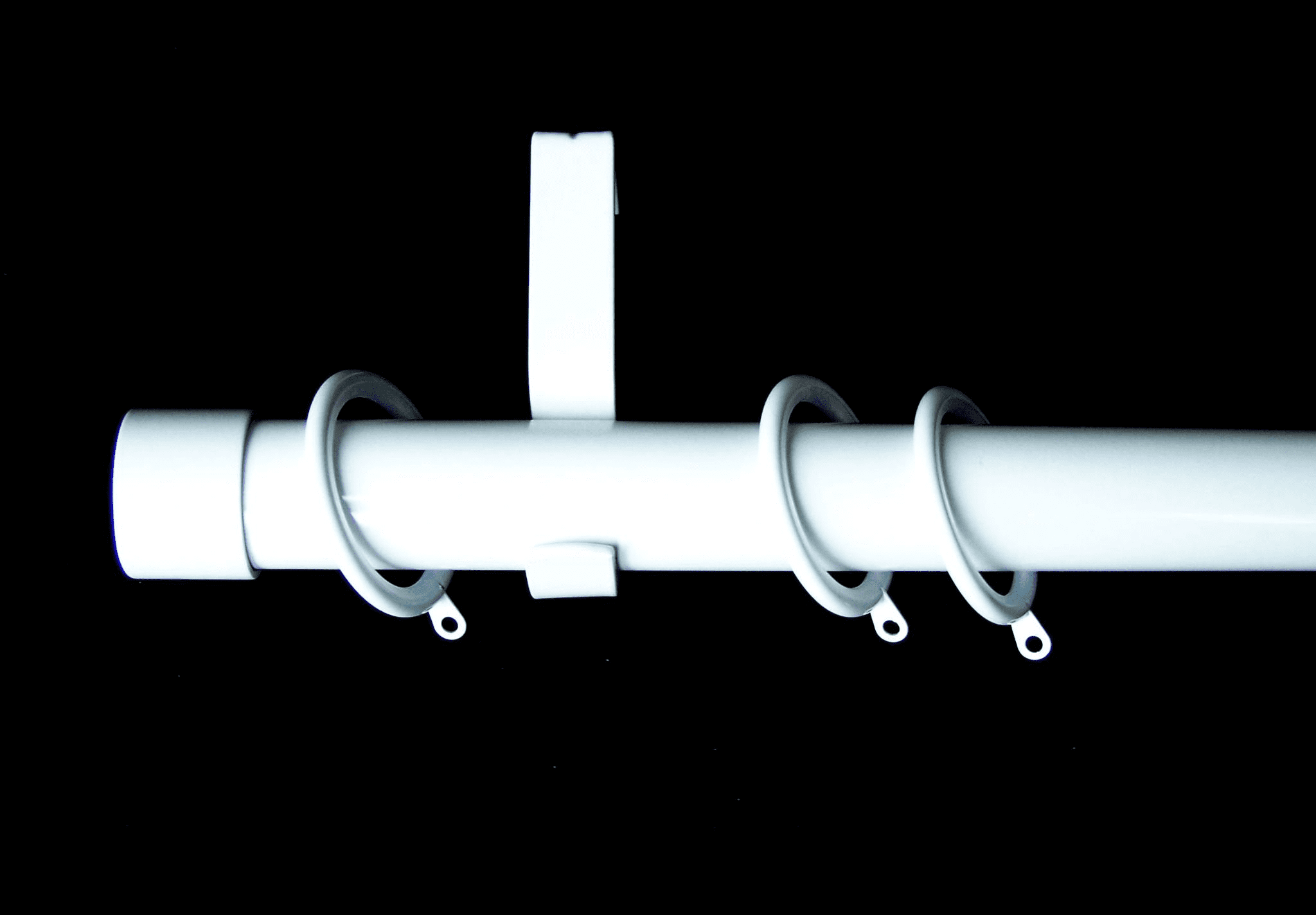 28mm White Curtain Pole Glider Rings End Cap Finials