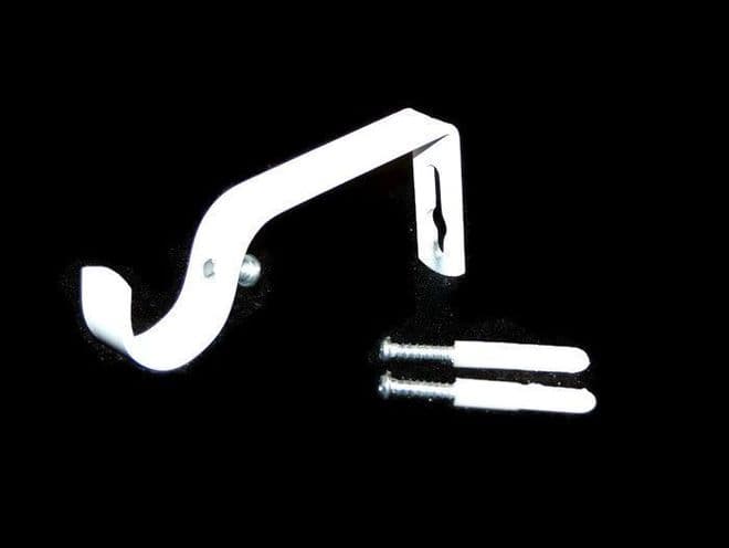 30/35mm Gloss White Curtain Pole Wall Bracket 1 2 3