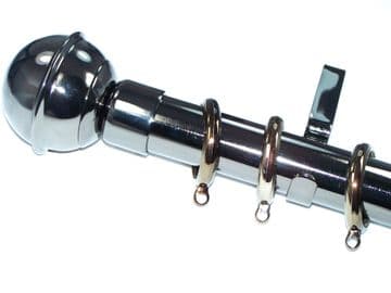 31/35mm Extendable Telescopic Black Nickel Curtain Pole w Ball Finials 75cm - 140cm