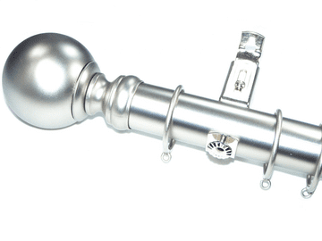 31/35mm Extendable Telescopic Satin Nickel Curtain Pole w Ball Finials 75 - 1.4m