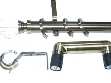 35mm Antique Brass Bay Pole System Segmented Ball Finials 2.4m 3m 3.6m 4.5m 4.8m 5.4m 6m