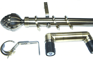 35mm Antique Brass Bay Window Pole System Acorn Finials 2.4m 3m 3.6m 4.5m 4.8m 5.4m 6m