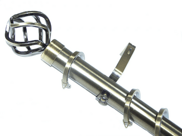 35mm Antique Brass Bay Window Pole System Cage Finials 2.4m 3m 3.6m 4.5m 4.8m 5.4m 6m