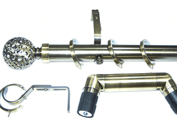 35mm Antique Brass Bay Window Pole System Circle Ball Finials 2.4m 3m 3.6m 4.5m 4.8m 5.4m 6m