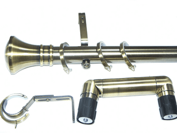 35mm Antique Brass Bay Window Pole System Hammerhead Finials 2.4m 3m 3.6m 4.5m 4.8m 5.4m 6m