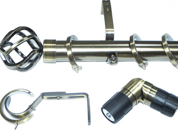 35mm Antique Brass Bay Window System Twisted Cage Finials 2.4m 3m 3.6m 4.5m 4.8m 5.4m 6m