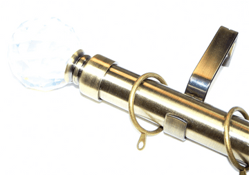 35mm Antique Brass Curtain Pole Crystal Ball Finials