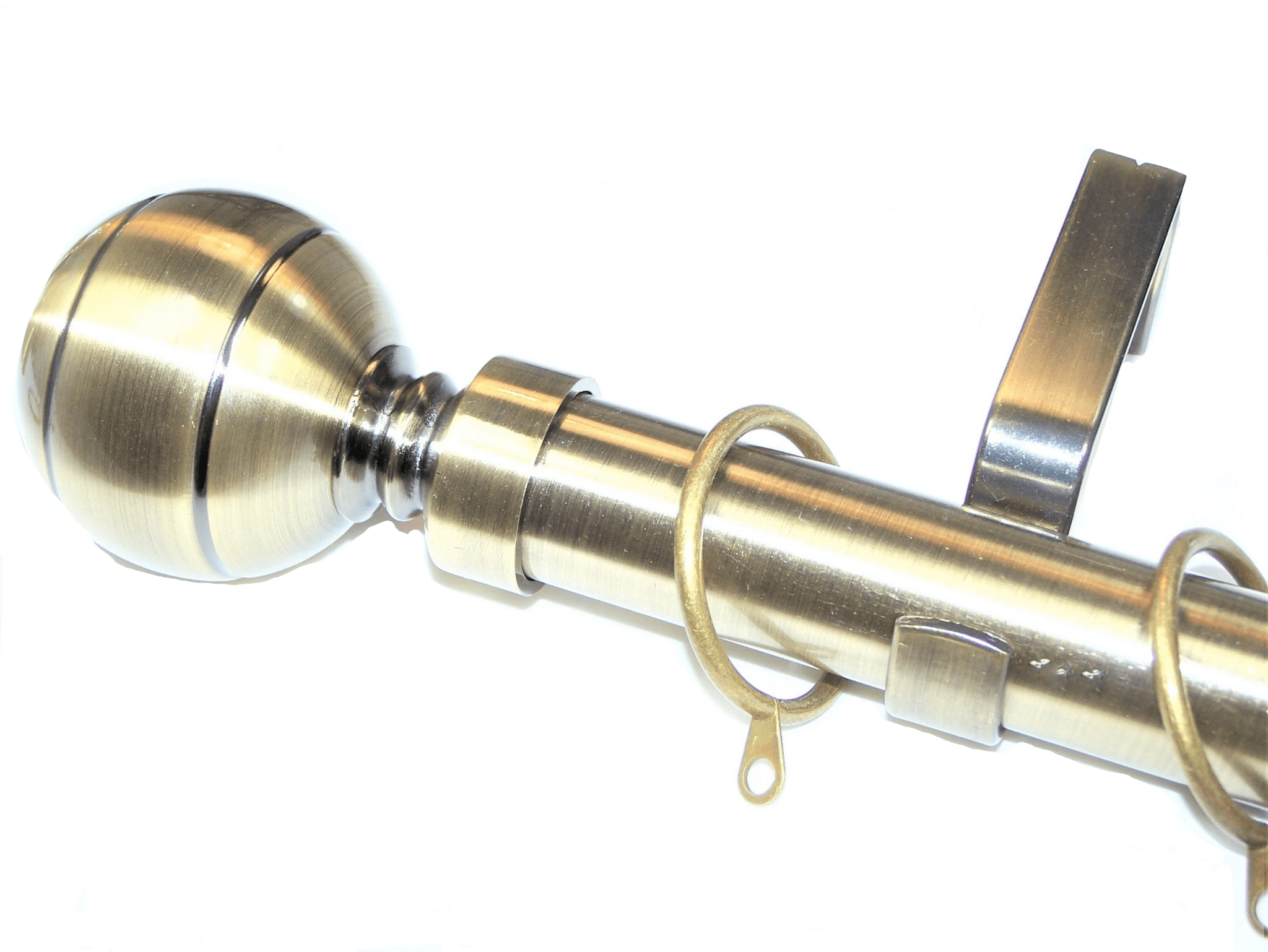 35mm Antique Brass Curtain Pole Ribbed Ball Finials