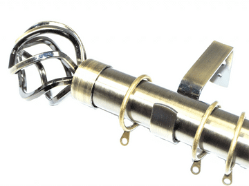 35mm Antique Brass Curtain Pole Twisted Cage Finials