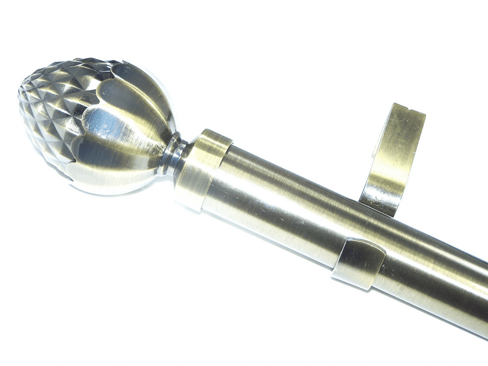 35mm Antique Brass Eyelet Curtain Pole Acorn Finials