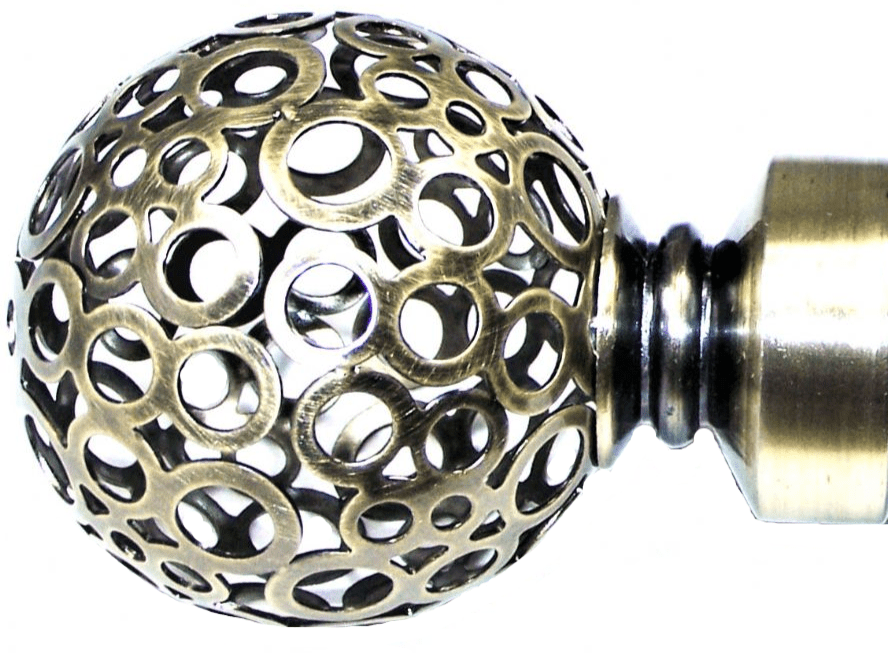 35mm Antique Brass Metal Circle Ball Curtain Pole Finials 35mm Antique Brass Metal Circle Ball Curtain Pole Finials