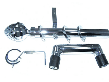35mm Chrome Bay Window Pole System Acorn Finials 2.4m 3m 3.6m 4.5m 4.8m 5.4m 6m