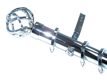 35mm Chrome Bay Window Pole System Cage Finials 2.4m 3m 3.6m 4.5m 4.8m 5.4m 6m