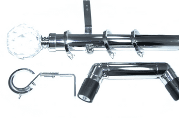 35mm Chrome Bay Window Pole System Crystal Ball Finials 2.4m 3m 3.6m 4.5m 4.8m 5.4m 6m