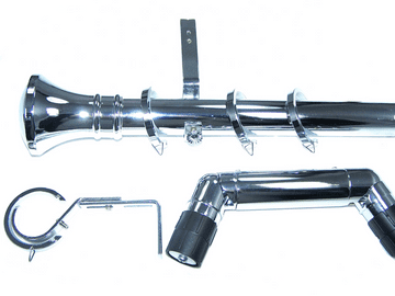 35mm Chrome Bay Window Pole System Hammerhead Finials 2.4m 3m 3.6m 4.5m 4.8m 5.4m 6m