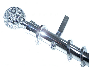 35mm Chrome Bay Window System Circle Ball Finials 2.4m 3m 3.6m 4.5m 4.8m 5.4m 6m