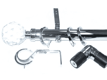 35mm Chrome Bay Window System Crystal Ball Finials 2.4m 3m 3.6m 4.5m 4.8m 5.4m 6m