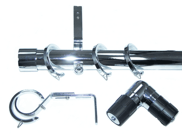 35mm Chrome Bay Window System End Cap Finials 2.4m 3m 3.6m 4.5m 4.8m 5.4m 6m