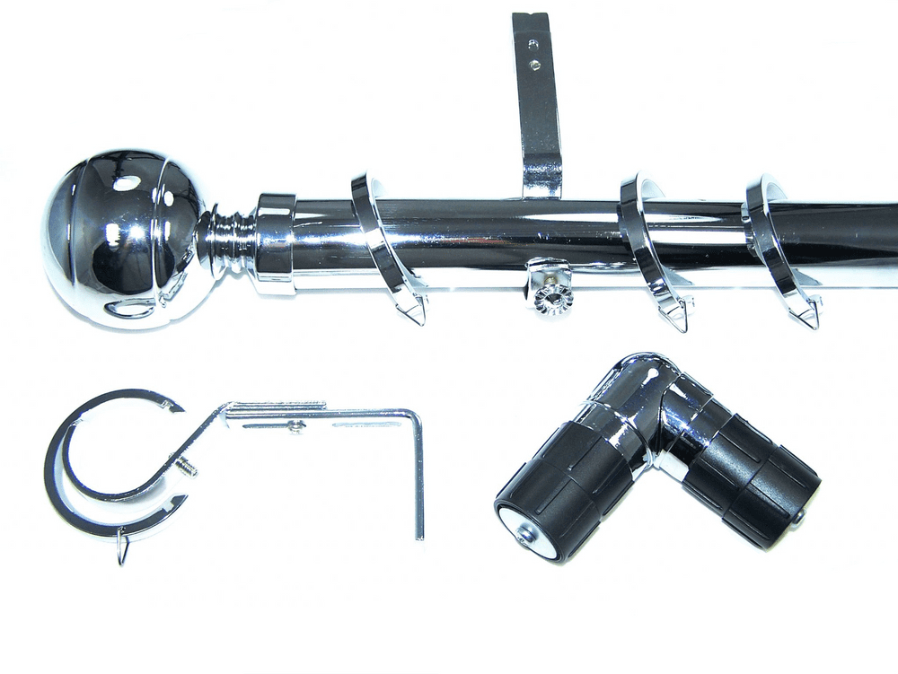 35mm Chrome Bay Window System Ribbed Ball Finials 2 4m 3m 3 6m 4 5m 4 ...