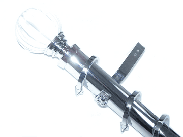 35mm Chrome Bay Window System Segmented Ball Finials 2.4m 3m 3.6m 4.5m 4.8m 5.4m 6m