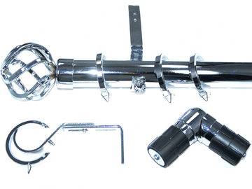 35mm Chrome Bay Window System Twisted Cage Finials 2.4m 3m 3.6m 4.5m 4.8m 5.4m 6m