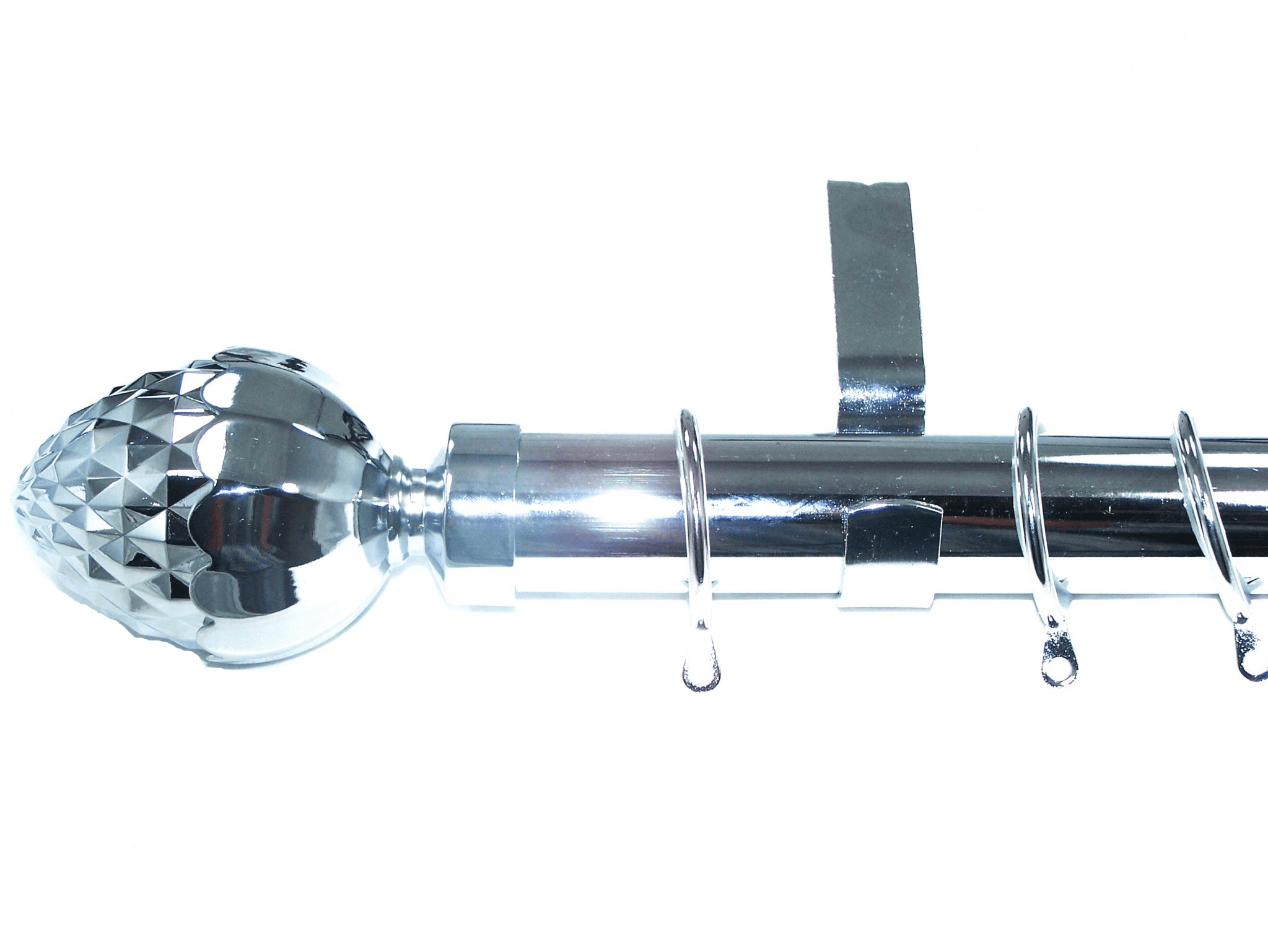 35mm Chrome Curtain Pole Acorn Finials Glider Rings