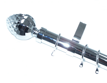 35mm Chrome Curtain Pole Acorn Finials Glider Rings