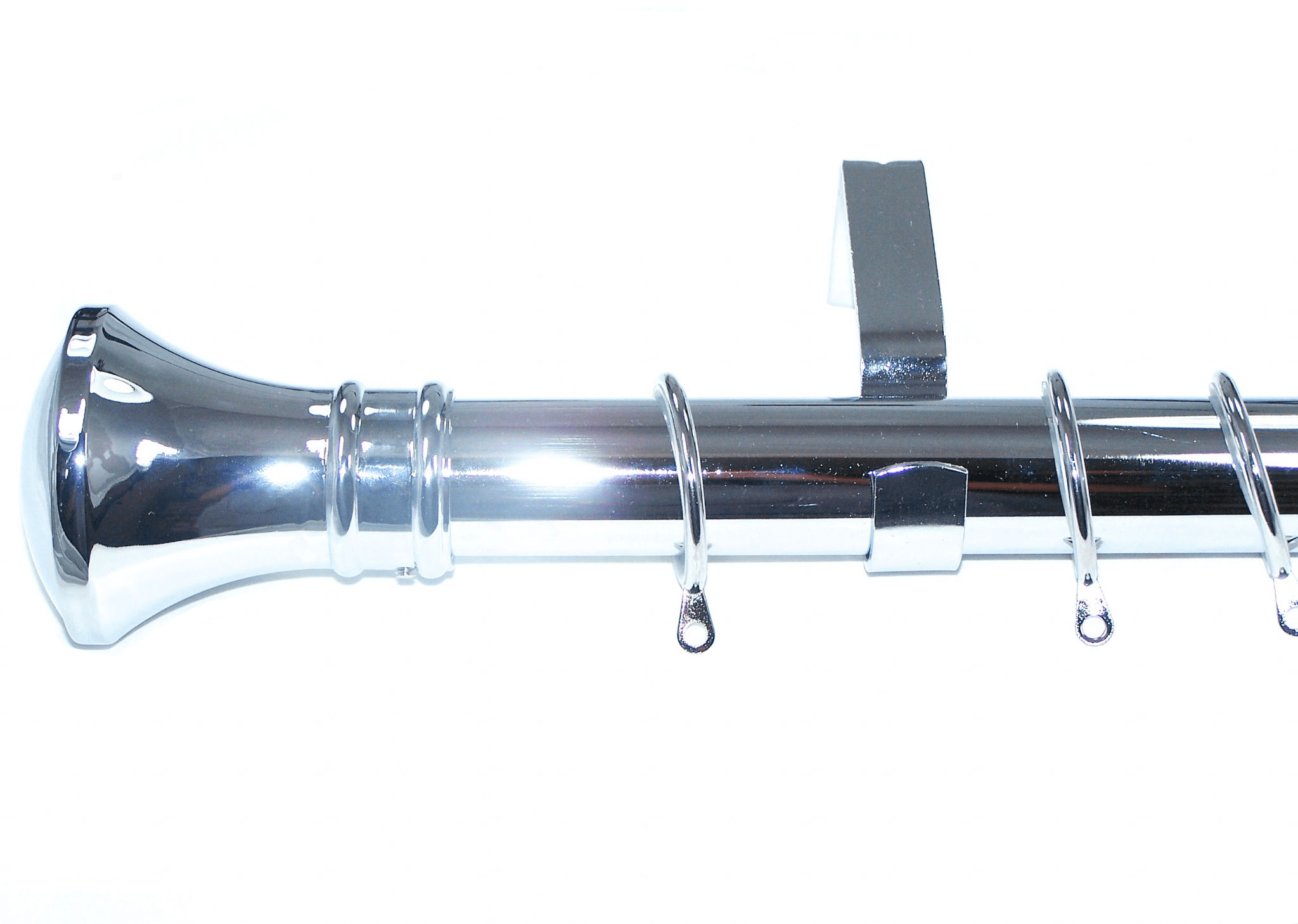 35mm Chrome Curtain Pole Hammerhead Finials Glider Rings