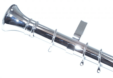 35mm Chrome Curtain Pole Hammerhead Finials Glider Rings