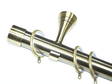 35mm Designer Antique Brass Curtain Pole End Cap Finials Glider Rings