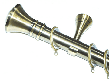 35mm Designer Antique Brass Curtain Pole Hammerhead Finials Glider Rings