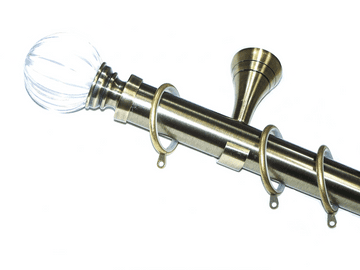 35mm Designer Antique Brass Curtain Pole Segregated Finials Glider Rings