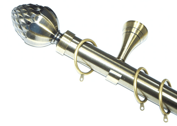 35mm Designer Antique Brass Curtain Pole System Acorn Finials