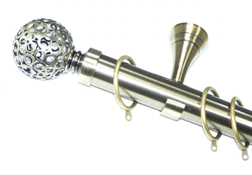 35mm Designer Antique Brass Pole Circle Ball Finials 1.8m  3.6m