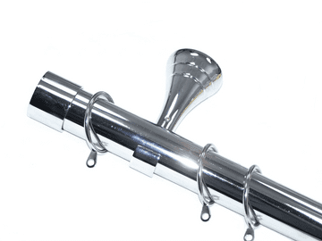 35mm Designer Chrome Curtain Pole End Cap Finials Glider Rings