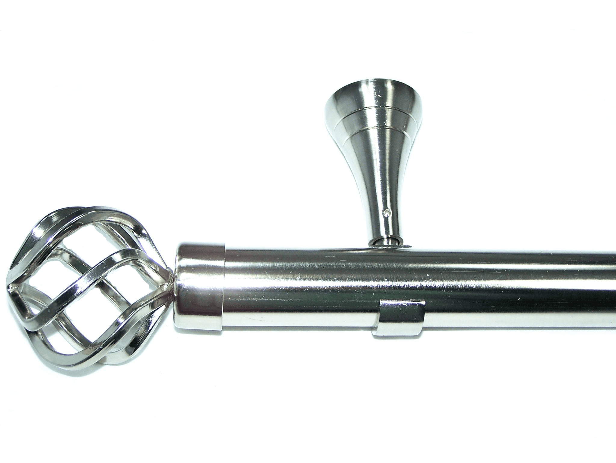 35mm Designer Stainless Steel Curtain Pole Twisted Cage Ball Finials