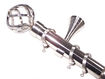 35mm Designer Stainless Steel Pole Twisted Cage Finial FLAT Glider Rings