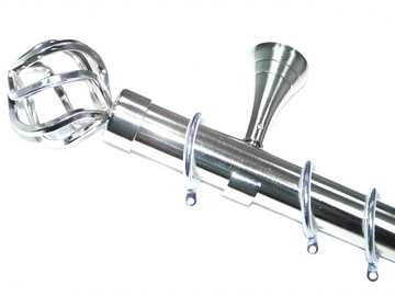 35mm Designer Stainless Steel Pole Twisted Cage Finials Glider Rings