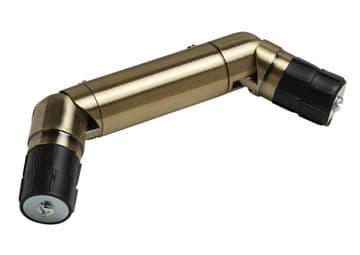 35mm Double Antique Brass Bay Curtain Pole Corner Elbow