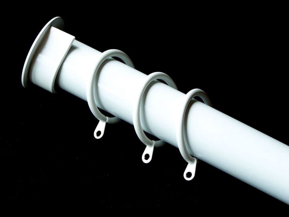 35mm Gloss White Recess Curtain Pole with Rings 1 8m